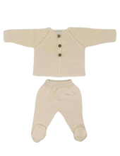 Load image into Gallery viewer, Organic cotton heirloom knitted newborn top and bottom set in Natural - CovetedThings