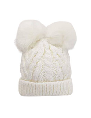 White Pom Pom Knitted Beanie Hat - CovetedThings