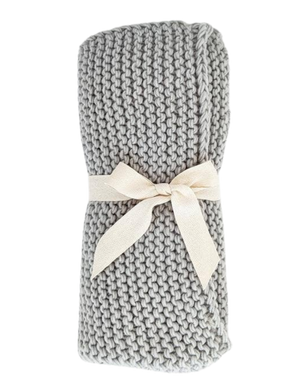 Dove Grey Garter Stitch Knit Blanket - CovetedThings