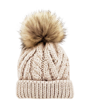 Load image into Gallery viewer, Oatmeal Pom Pom Knitted Beanie Hat - CovetedThings

