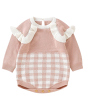 Load image into Gallery viewer, Knitted Romper in Pink Gingham