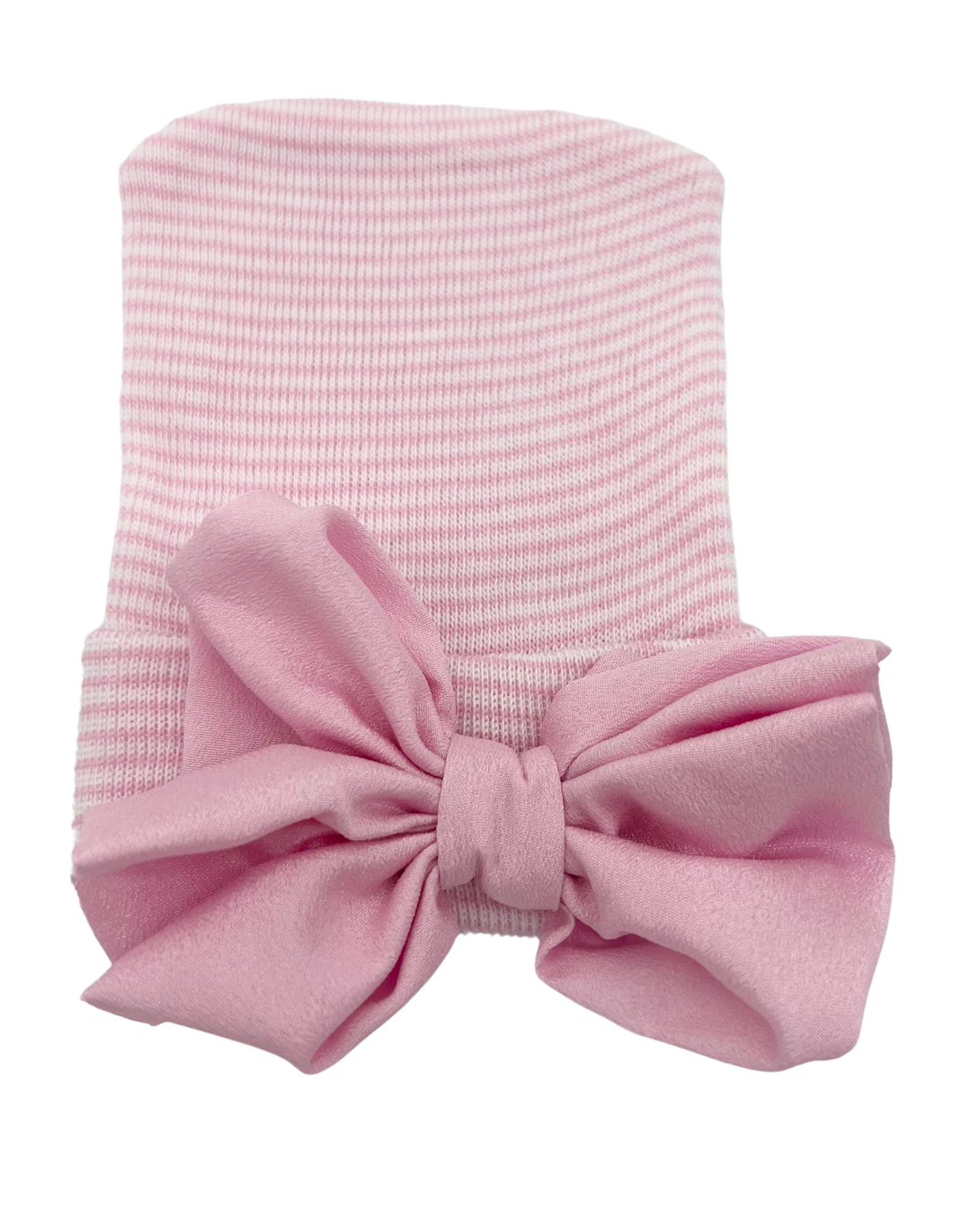 Newborn Hat- Pink Stripe and Bow - CovetedThings