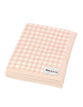 Load image into Gallery viewer, Knitted Pink Gingham Blanket