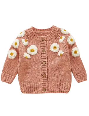 Knitted Floral Cardigan in Pink - CovetedThings