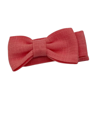 Hair Bow-Coral Linen - CovetedThings