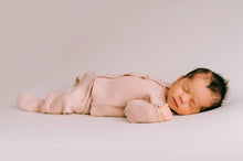 Load image into Gallery viewer, Organic cotton heirloom knitted newborn top and bottom set in Blush - CovetedThings