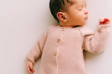 Load image into Gallery viewer, Organic cotton heirloom knitted newborn top and bottom set in Blush - CovetedThings
