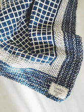 Load image into Gallery viewer, Handmade Embroidered Quilt in Indigo Windowpane - CovetedThings
