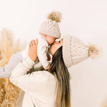 Load image into Gallery viewer, Oatmeal Pom Pom Knitted Beanie Hat - CovetedThings
