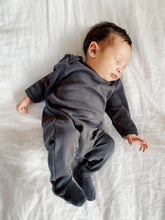 Load image into Gallery viewer, Organic Cotton Footed Onesie in Charcoal - CovetedThings