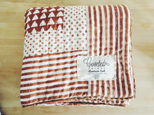 Load image into Gallery viewer, Handmade Embroidered Quilt in Rust Pyramid - CovetedThings