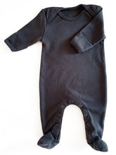 Load image into Gallery viewer, Organic Cotton Footed Onesie in Charcoal - CovetedThings