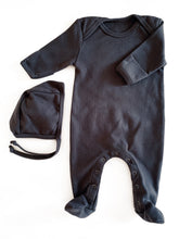 Load image into Gallery viewer, Organic Cotton Footed Onesie in Charcoal - CovetedThings