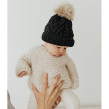 Load image into Gallery viewer, Black Pom Pom Knitted Beanie Hat - CovetedThings
