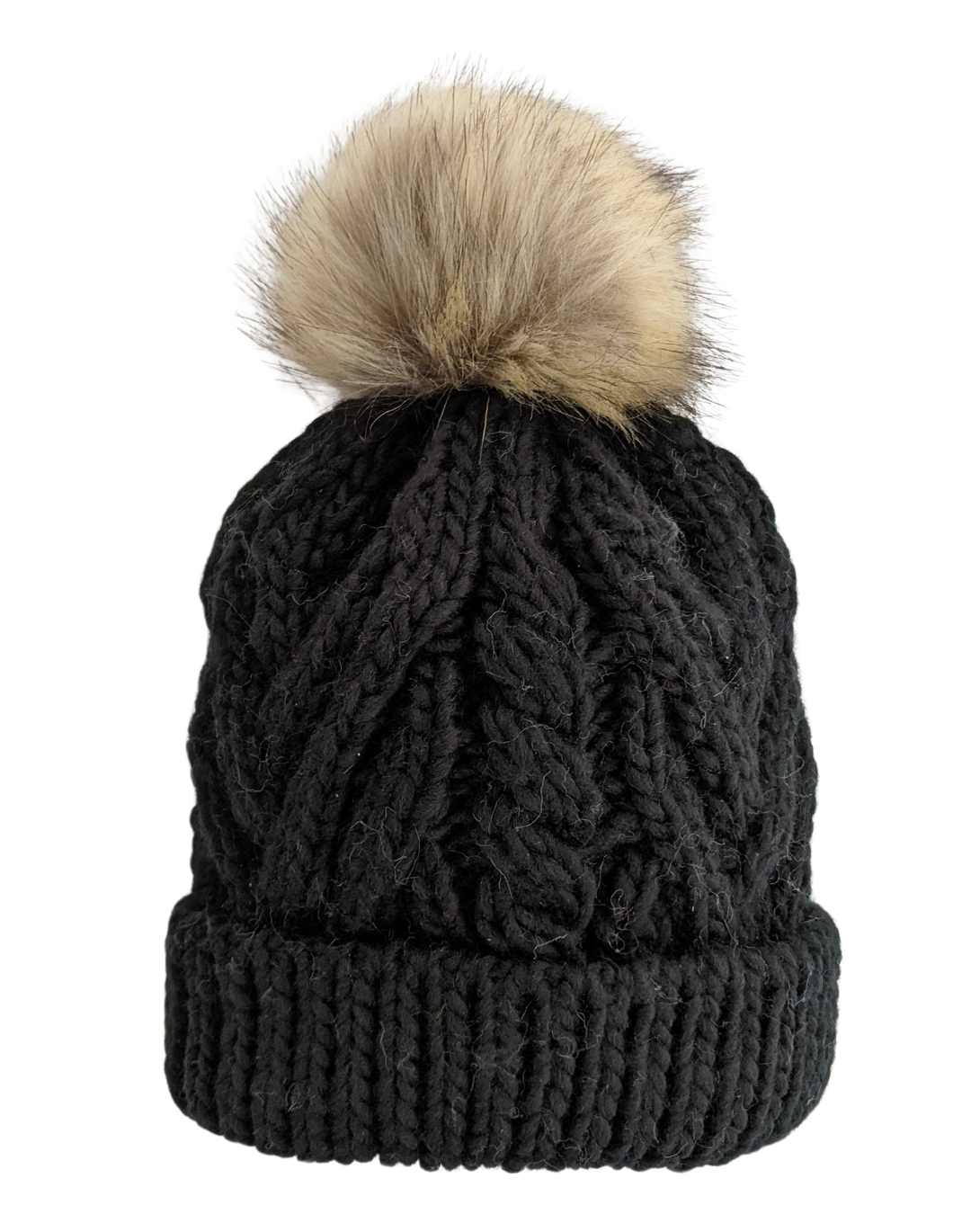 Black Pom Pom Knitted Beanie Hat - CovetedThings