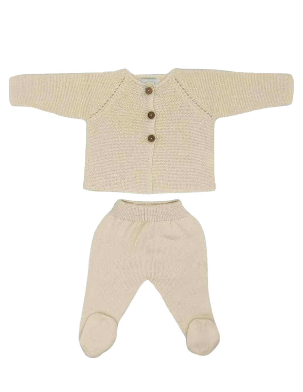 Organic cotton heirloom knitted newborn top and bottom set in Natural - CovetedThings