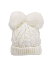Load image into Gallery viewer, White Pom Pom Knitted Beanie Hat - CovetedThings
