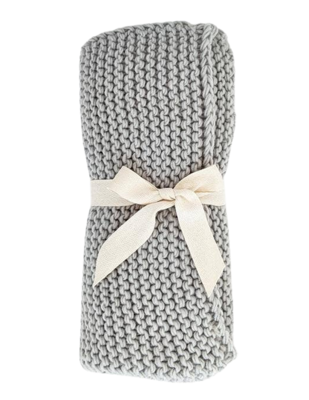 Dove Grey Garter Stitch Knit Blanket - CovetedThings
