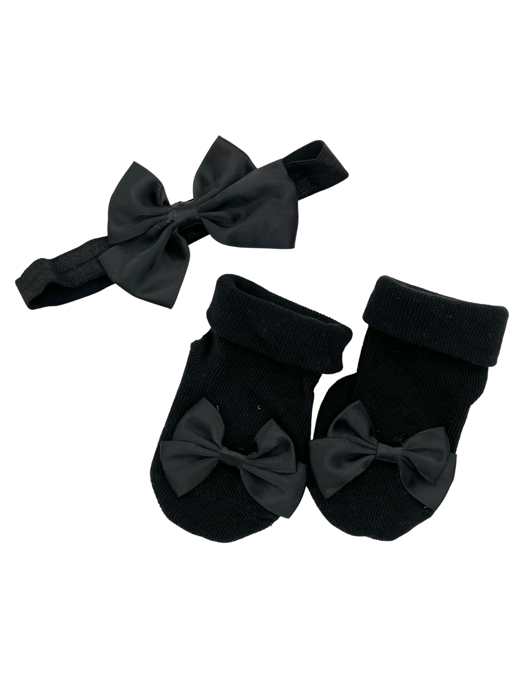 Baby Bow Booties with matching headband- Black - CovetedThings