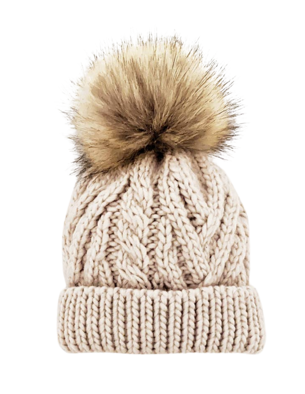 Oatmeal Pom Pom Knitted Beanie Hat - CovetedThings