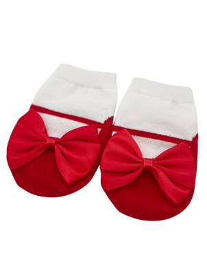 Baby Booties- Red Mary Jane Bow Socks - CovetedThings
