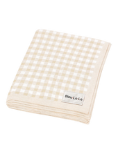 Load image into Gallery viewer, Knitted Beige Gingham Blanket
