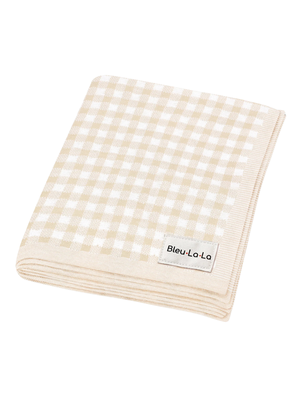 Knitted Beige Gingham Blanket