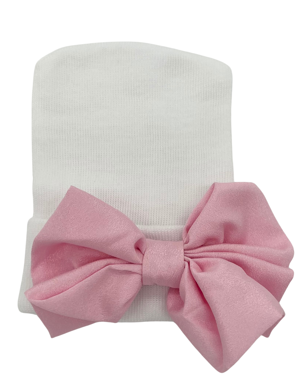 Newborn Hat- White with Pink Bow - CovetedThings