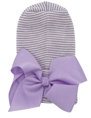Newborn Hat- Purple Stripe and Bow - CovetedThings