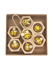 Load image into Gallery viewer, Wooden Fuzzy Bee Sorting Toy - CovetedThings
