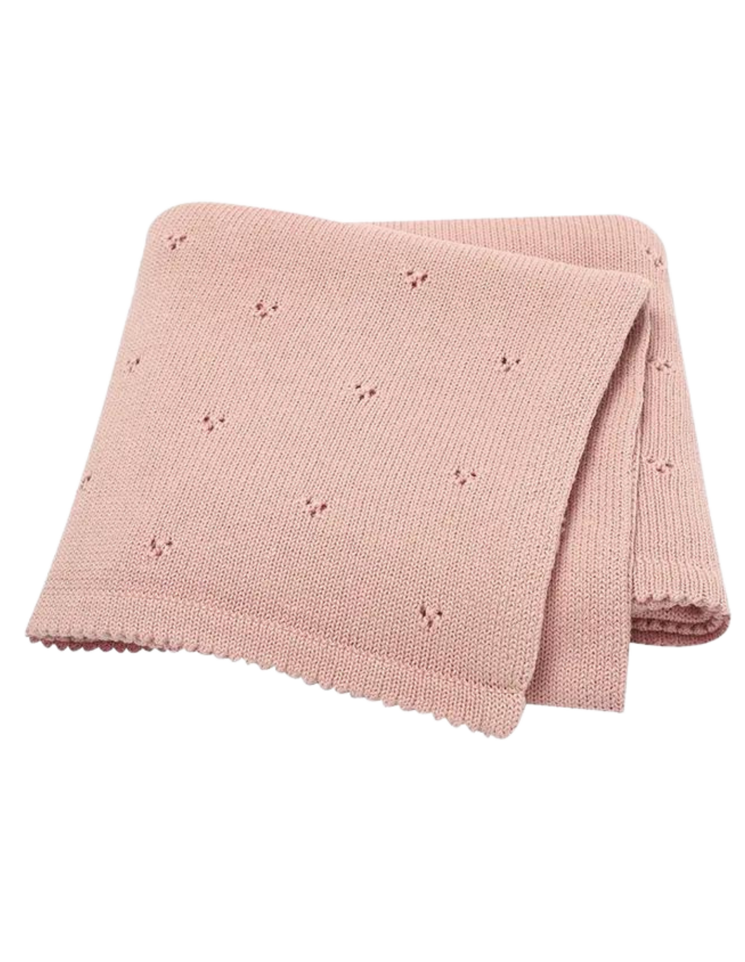 Knitted Eyelet Baby Blanket in Blush - CovetedThings