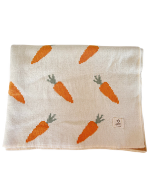 Organic cotton heirloom knitted blanket in Carrot print - CovetedThings