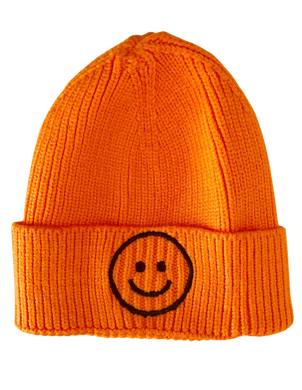 Smiley face orange knitted hat - CovetedThings