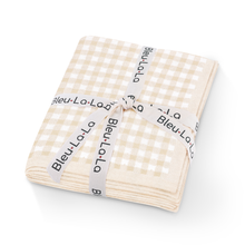 Load image into Gallery viewer, 100% Luxury Cotton Swaddle Receiving Baby Blanket - Plaid: Beige - CovetedThings
