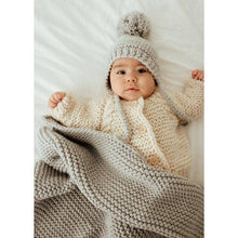 Load image into Gallery viewer, Dove Grey Garter Stitch Knit Pom Pom Bonnet - CovetedThings
