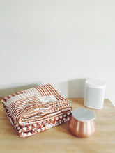 Load image into Gallery viewer, Handmade Embroidered Quilt in Rust Pyramid - CovetedThings
