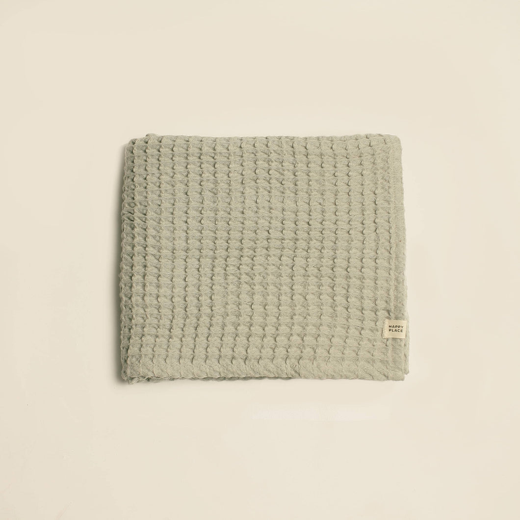 Organic Cotton Waffle Baby Blanket in Aloe - CovetedThings