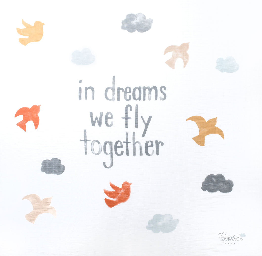 In Dreams We Fly Together Organic Swaddle Scarf™ - CovetedThings