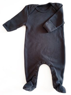Organic Cotton Footed Onesie in Charcoal - CovetedThings